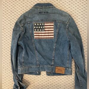 Ralph Lauren Denim Jacket with American Flag Patch Vintage